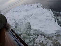 網走流氷観光砕氷船からの眺め