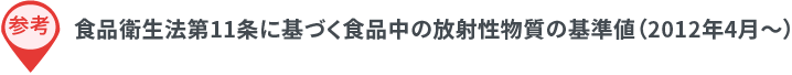 参考：食品衛生法第11条に基づく食品中の放射性物質の基準値（2012年4月～）