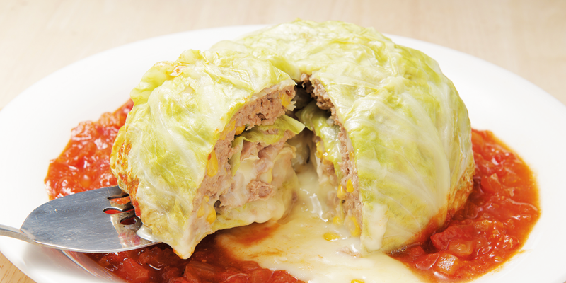 レンジで簡単！ とろーりカマンベールのミルフィーユキャベツ