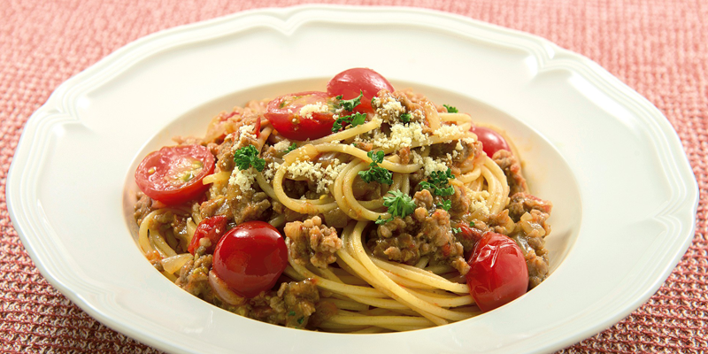 ミニトマトのミートスパゲッティ