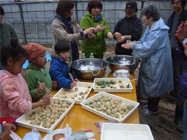 よもぎ餅作り