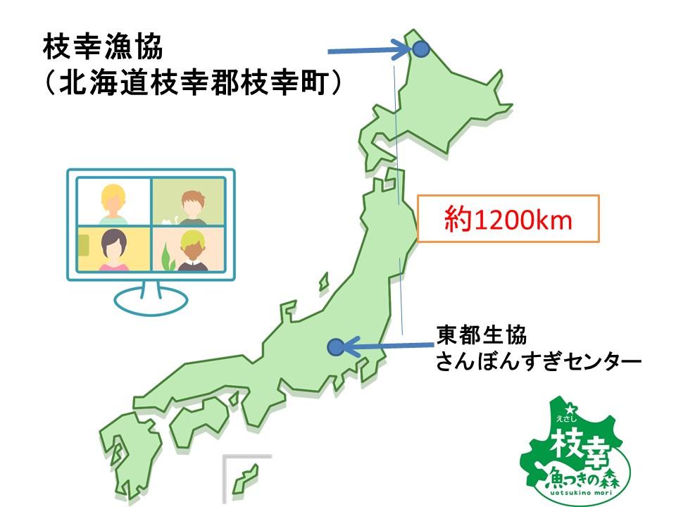 日本の最北地域･枝幸町と東都生協、参加者の自宅をつなぎました