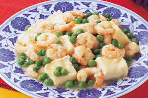 グリーンピースと豆腐の中華炒めの写真