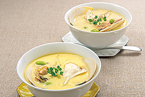 はまぐりの茶碗蒸しの写真