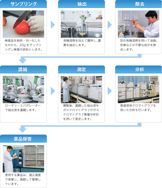 残留農薬検査 検査の流れ