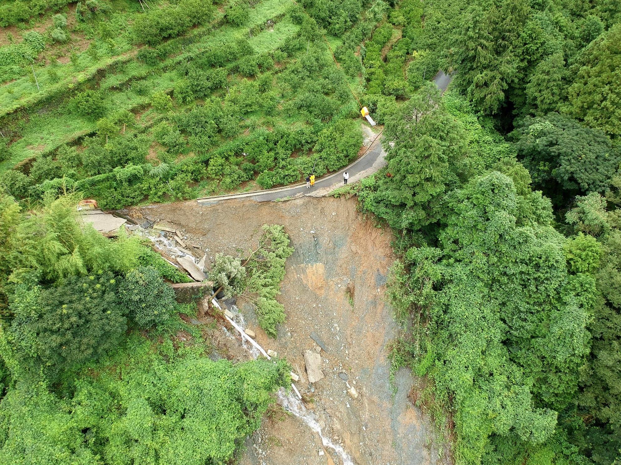 保内生産者グループ（愛媛県）の被害状況。今出地区の生活道路が大規模に崩落。