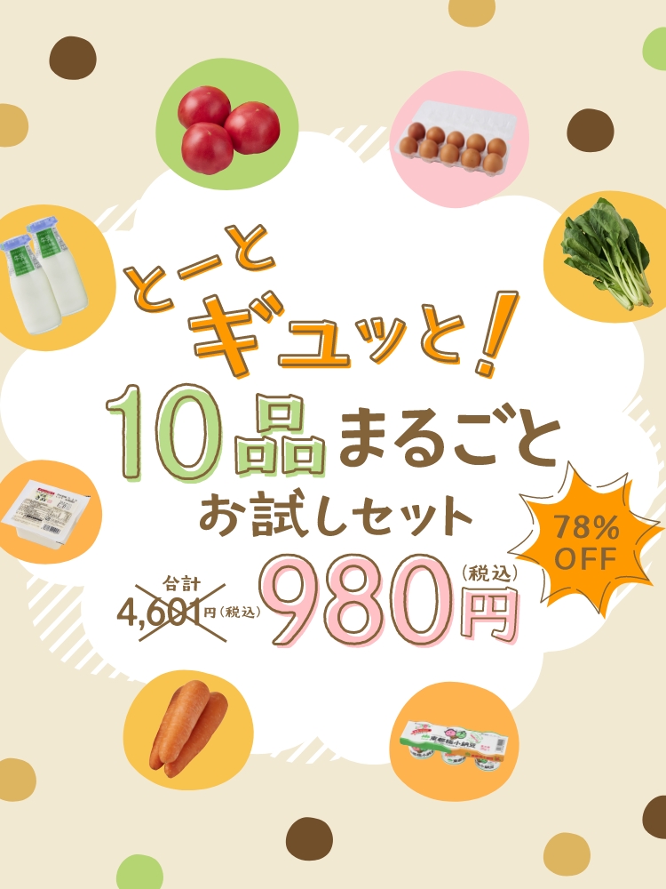 とーとギュッと！10品まるごとお試しセット 合計4,601円（税込）から78%OFF 980円（税込）